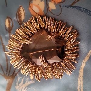 Smokey quarts gold broach/pin